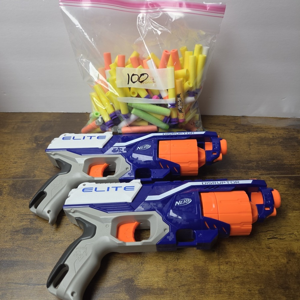 NERF N Strike Elite StrongArm Toy Blaster Lot Of 2 With 100 Darts